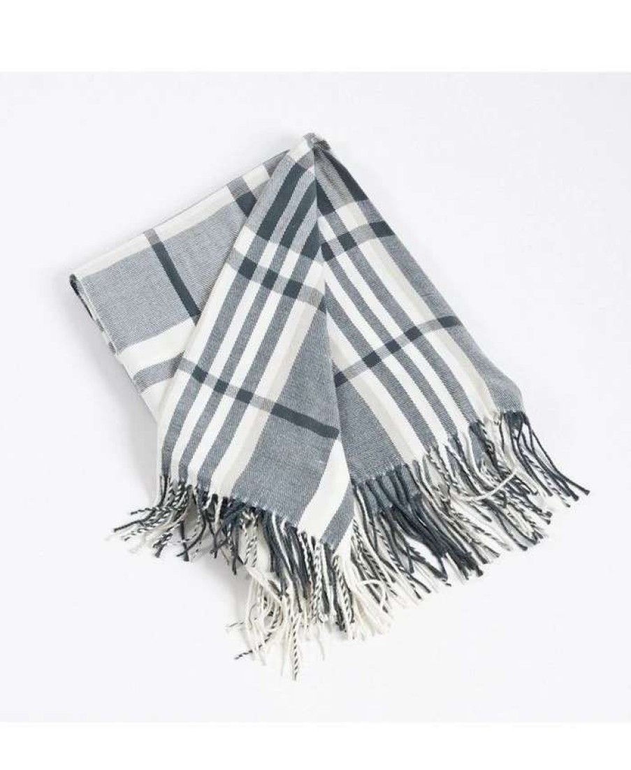 Blankets & Throws * | Saro Lifestyle Plaid Design Throw Gray