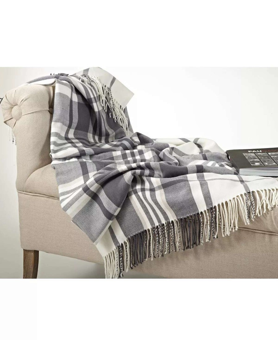 Blankets & Throws * | Saro Lifestyle Plaid Design Throw Gray