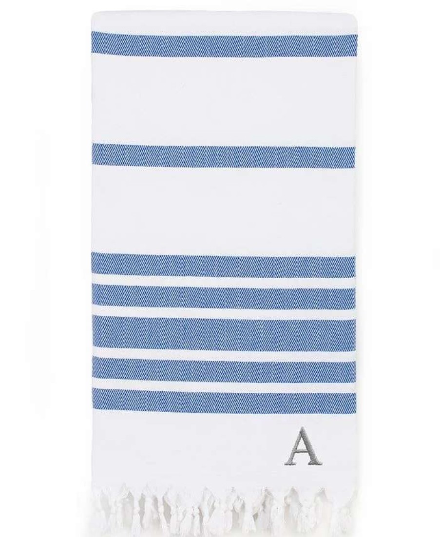 Bath Towels * | Linum Home Personalized Herringbone Pestemal Beach Towel