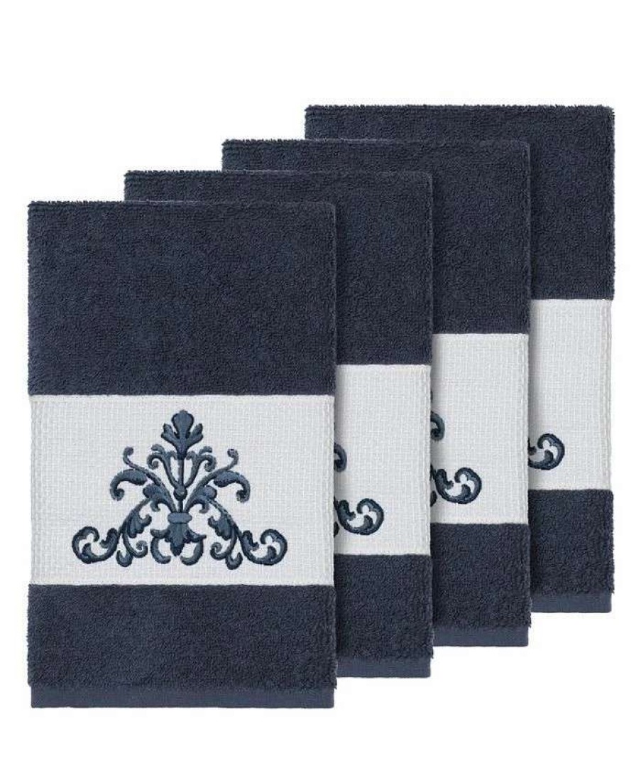 Bath Towels * | Linum Home Turkish Cotton Scarlet 4-Pc. Embellished Hand Towel Set