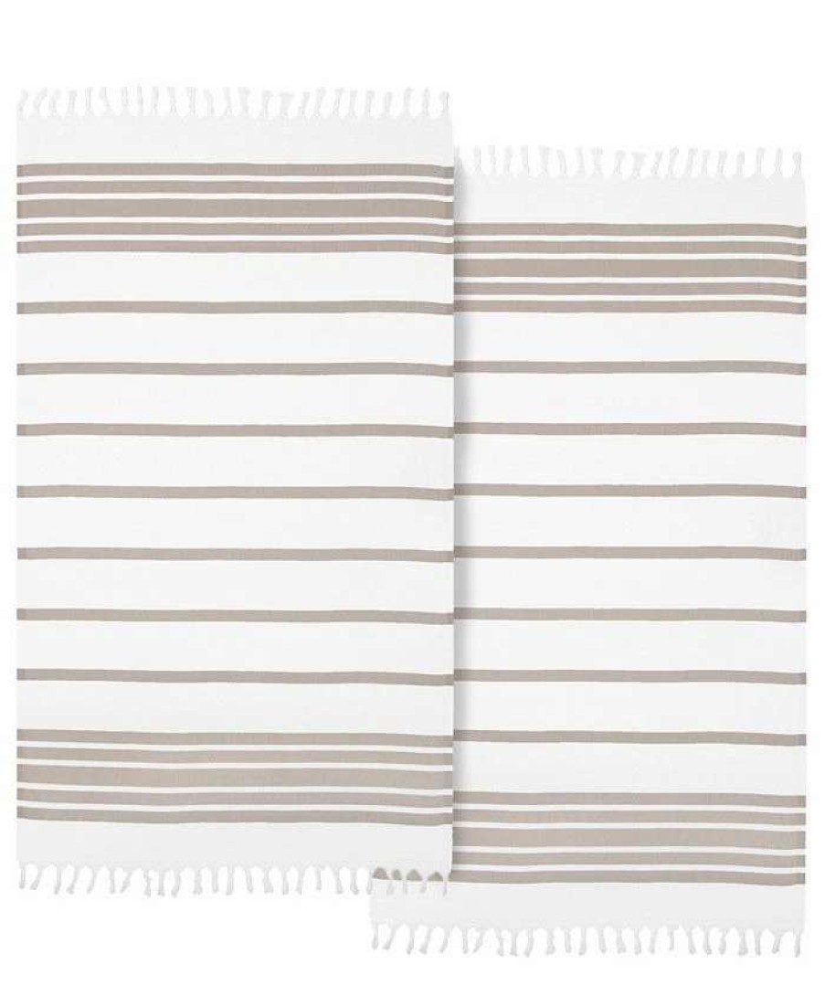 Bath Towels * | Linum Home Textiles Herringbone Pestemal Pack Of 2 100% Turkish Cotton Beach Towel