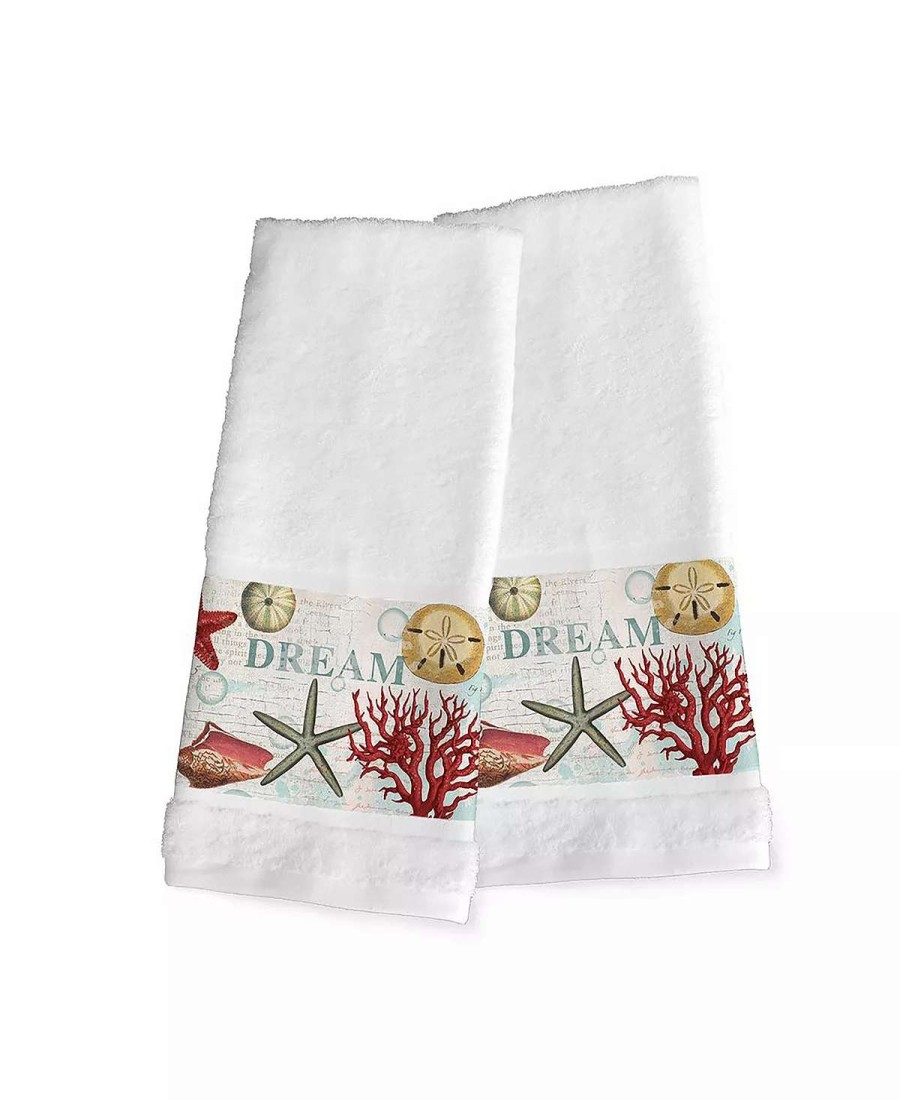 Bath Towels * | Laural Home Dream Beach Shells 2-Pc. Hand Towel Set Light Blue