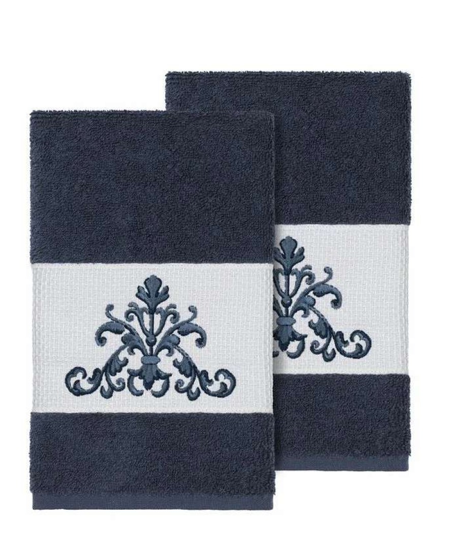 Bath Towels * | Linum Home Scarlet 2-Pc. Embellished Hand Towel Set