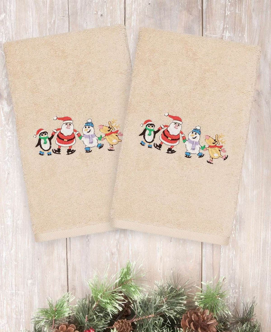 Bath Towels * | Linum Home Christmas Skating Party 100% Turkish Cotton Hand Towels