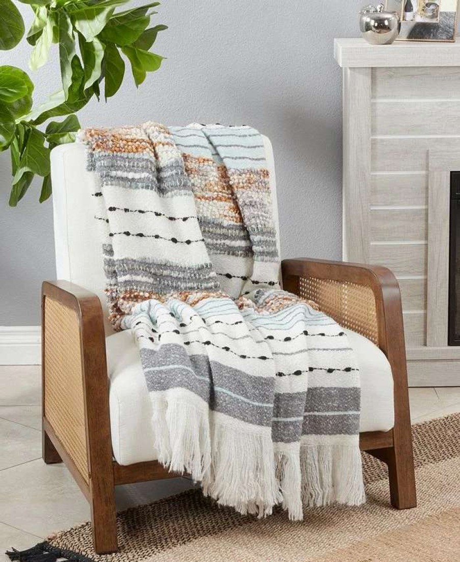 Blankets & Throws * | Saro Lifestyle Chunky Woven Design Throw, 50 X 60