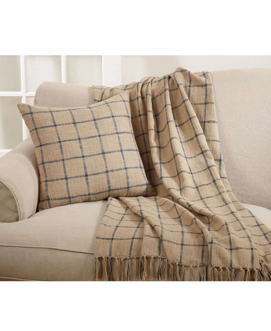 Blankets & Throws * | Saro Lifestyle Checkered Throw Camel