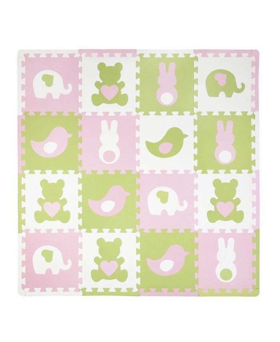 Designer Bedding * | Tadpoles 16 Piece Foam Play Mat Set, Teddy And Friends Pink