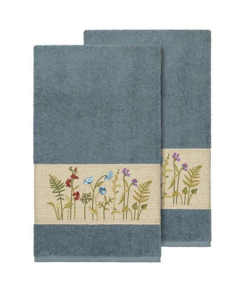 Bath Towels * | Linum Home Serenity 2-Pc. Embellished Bath Towel Set