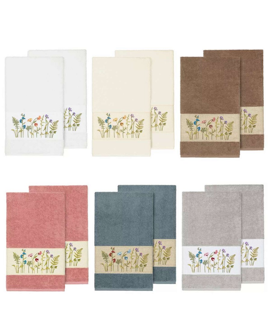 Bath Towels * | Linum Home Serenity 2-Pc. Embellished Bath Towel Set