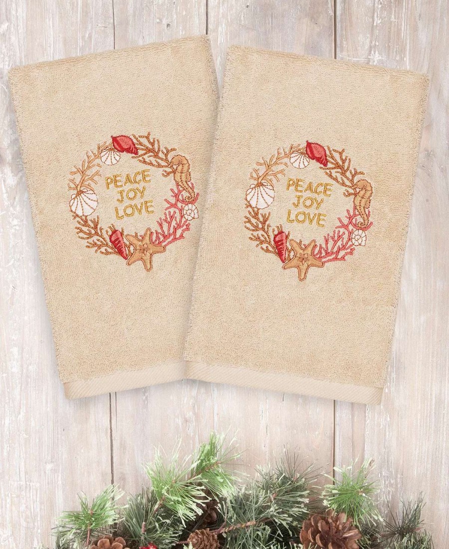 Bath Towels * | Linum Home Christmas Peace 100% Turkish Cotton Hand Towels