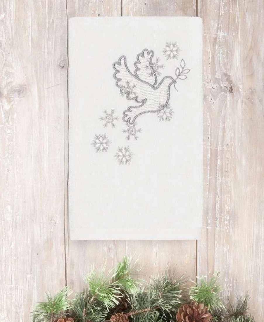 Bath Towels * | Linum Home Christmas Dove 100% Turkish Cotton Hand Towel