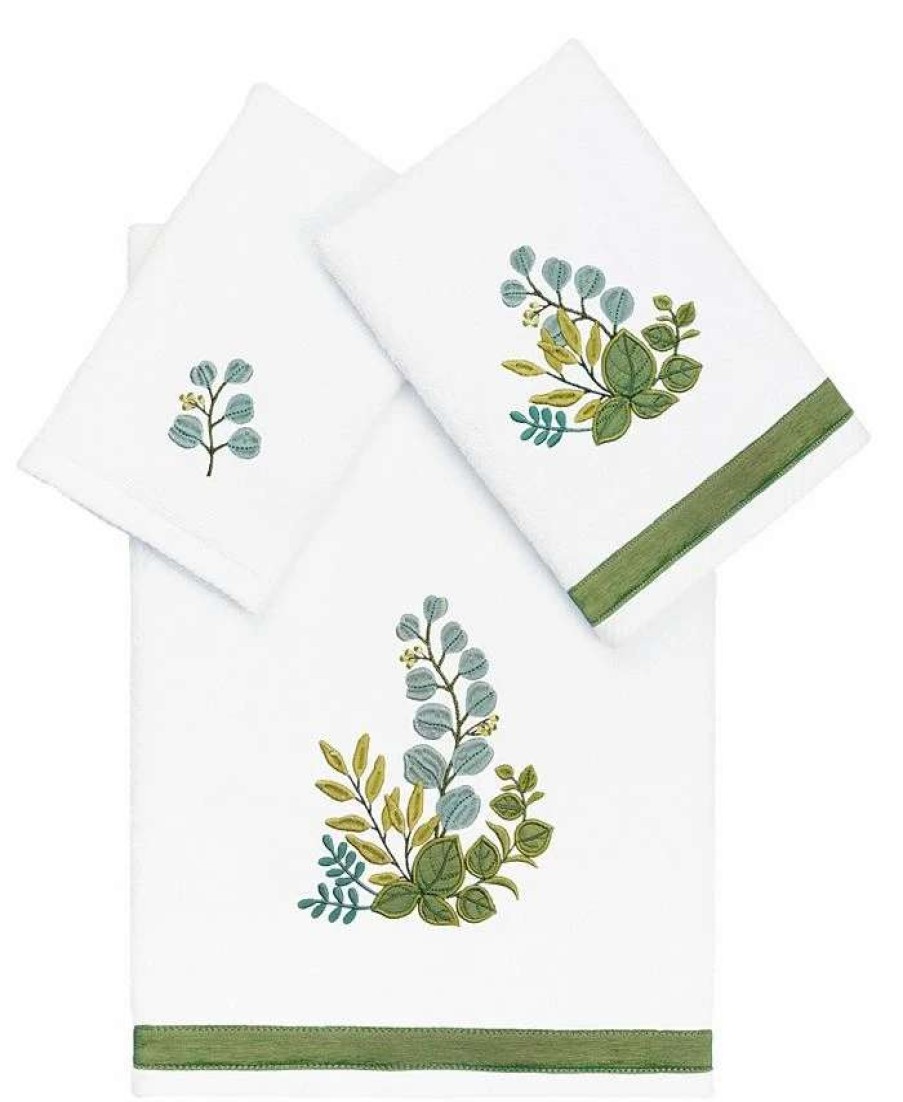 Bath Towels * | Linum Home Textiles Turkish Cotton Botanica Embellished Towel Set, 3 Piece