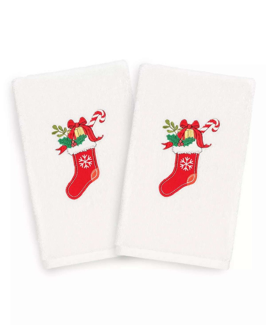 Bath Towels * | Linum Home Christmas Stocking 100% Turkish Cotton 2-Pc. Hand Towel Set