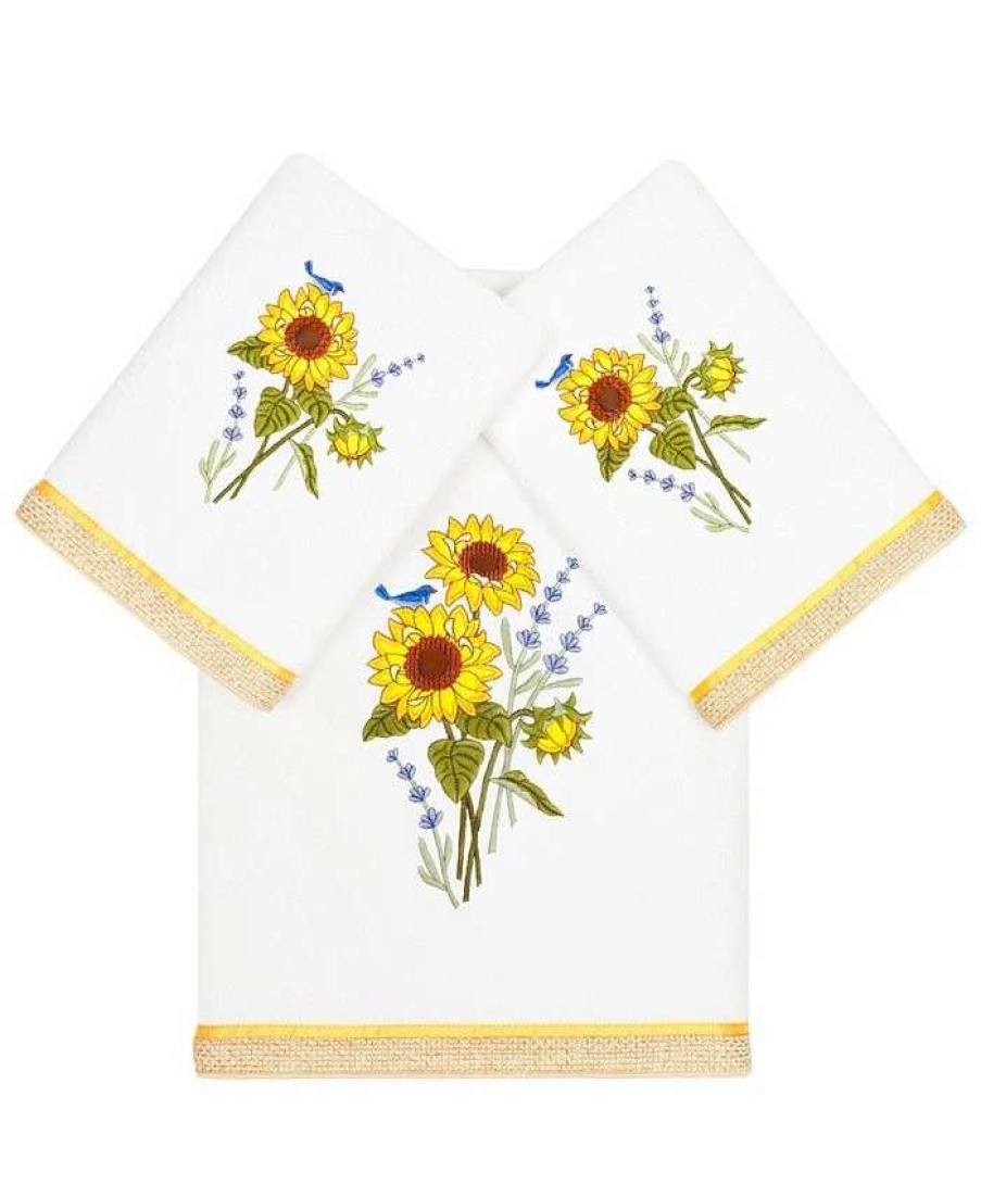 Bath Towels * | Linum Home Textiles Turkish Cotton Girasol Embellished Towel Set, 3 Piece