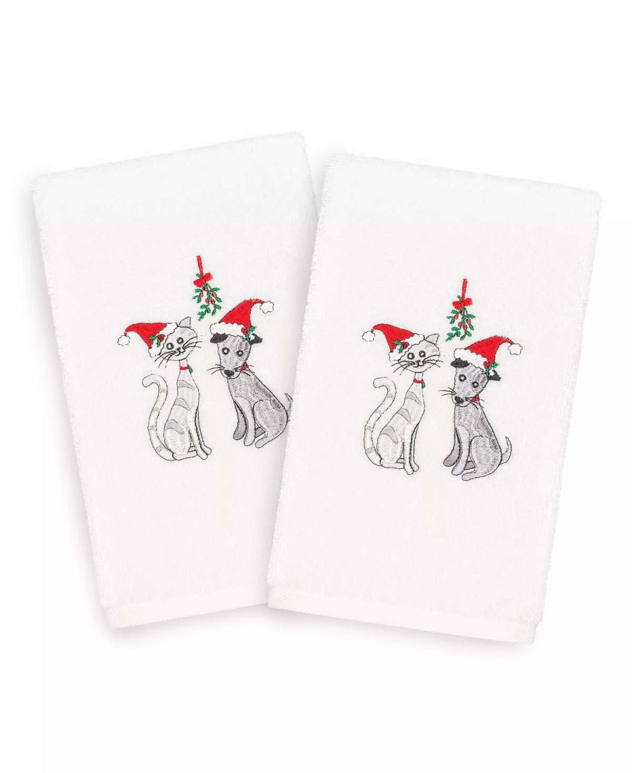 Bath Towels * | Linum Home Christmas Cute Couple 100% Turkish Cotton 2-Pc. Hand Towel Set