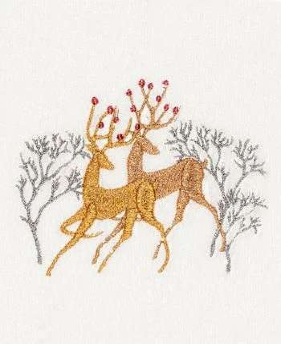 Bath Towels * | Linum Home Christmas Deer 100% Turkish Cotton Hand Towel