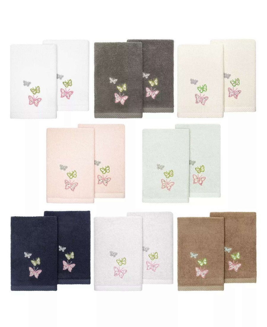 Bath Towels * | Linum Home Textiles Turkish Cotton Mariposa Embellished Towel Sets Collection