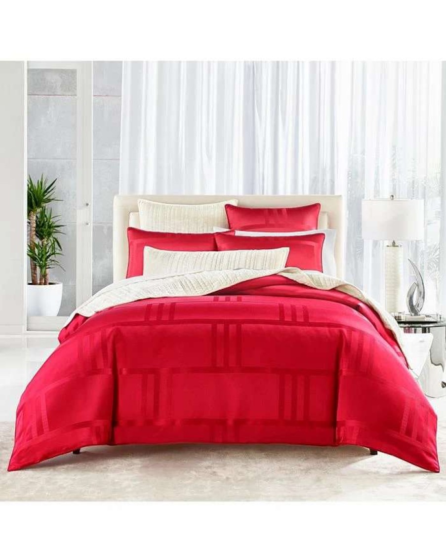 Duvet Covers & Sets * | Hotel Collection Structure Duvet Cover, Full/Queen, Created For Macy'S Red