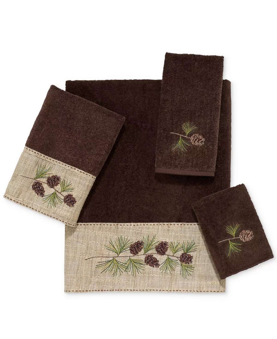 Bath Towels * | Avanti Pine Branch Cotton Embroidered Hand Towel Mocha