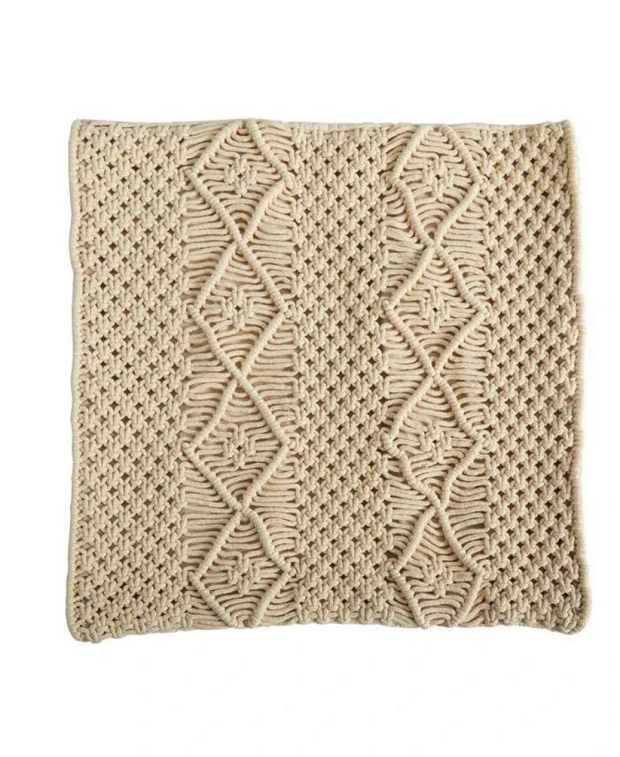 Designer Bedding * | Nearly Natural Boho Woven Macrame Decorative Pillow Cover, 16 Beige