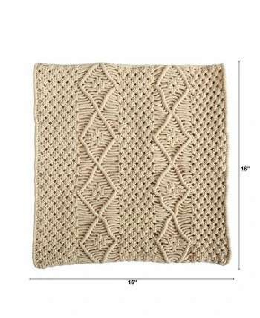 Designer Bedding * | Nearly Natural Boho Woven Macrame Decorative Pillow Cover, 16 Beige