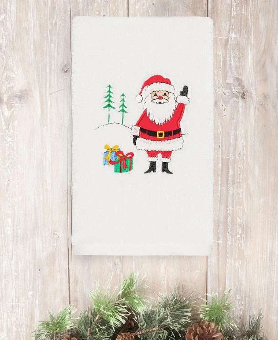 Bath Towels * | Linum Home Christmas Santa Waving 100% Turkish Cotton Hand Towel