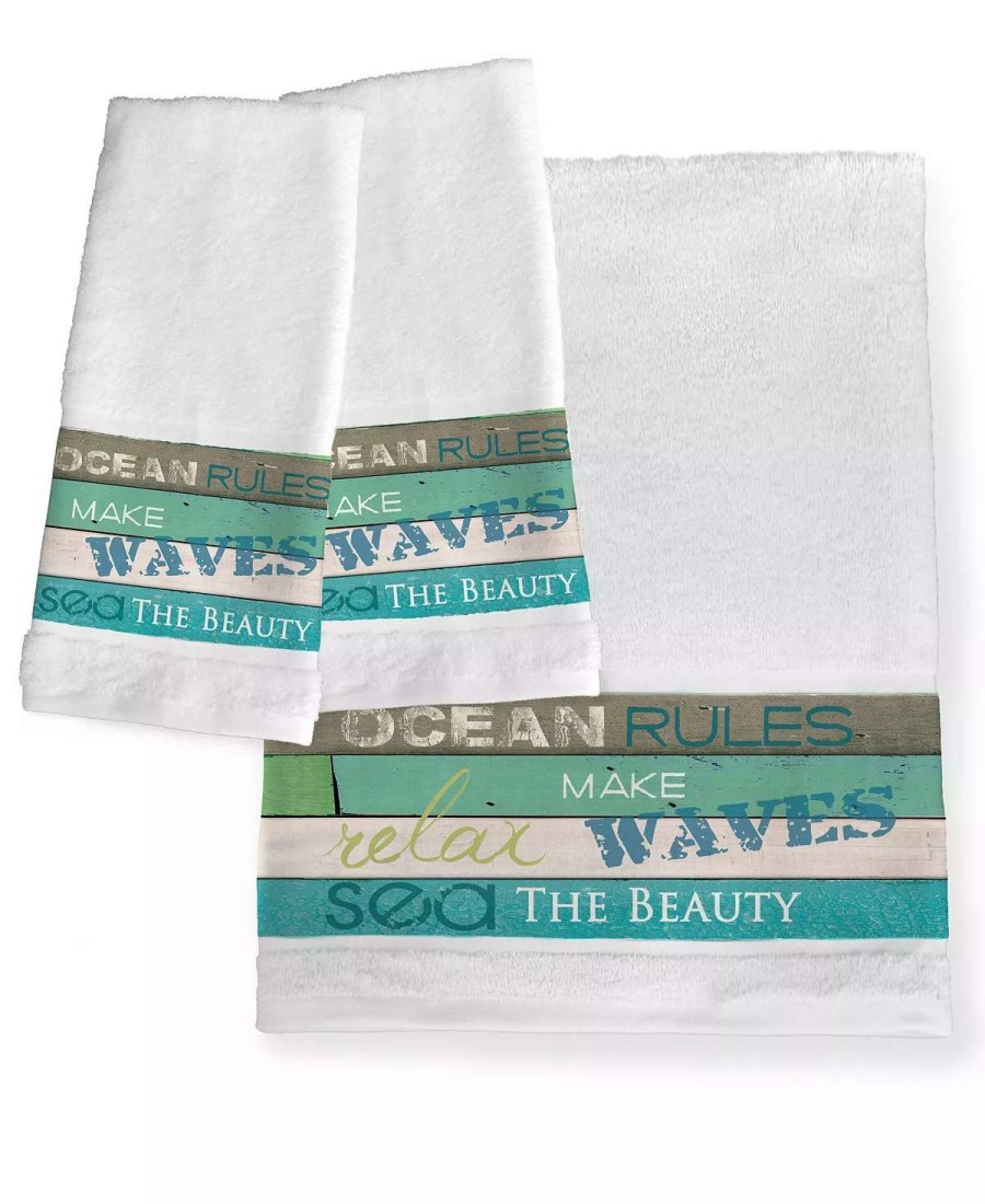 Bath Towels * | Laural Home Ocean Rules Bath Towel Wht/Ocean