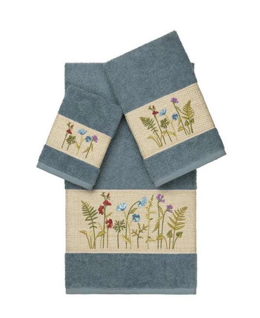 Bath Towels * | Linum Home Serenity 3-Pc. Embellished Towel Set