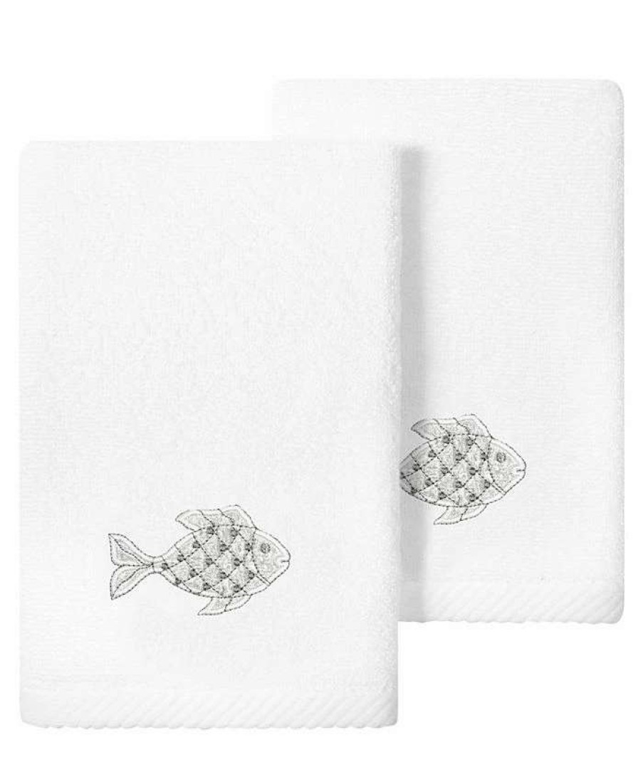 Bath Towels * | Linum Home Textiles Turkish Cotton Figi Embellished Fingertip Towel Set, 2 Piece