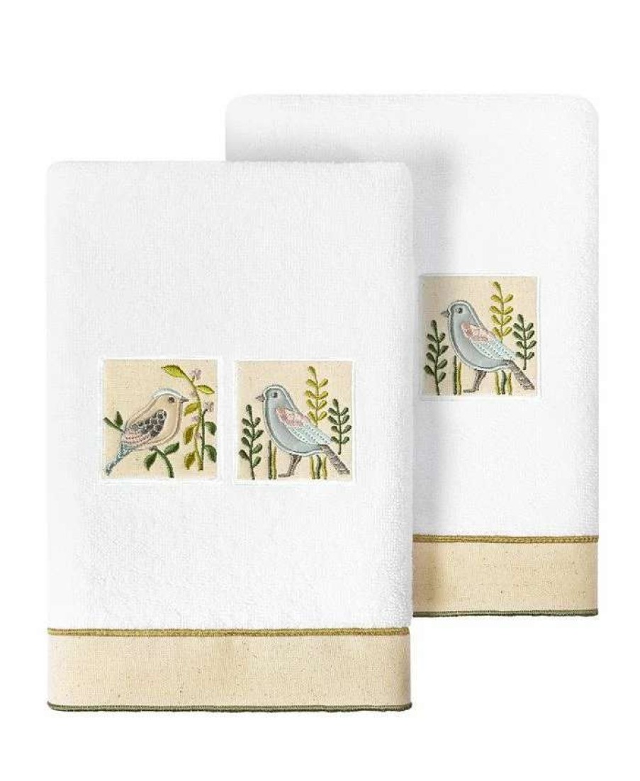 Bath Towels * | Linum Home Textiles Turkish Cotton Belinda Embellished Hand Towel Set, 2 Piece