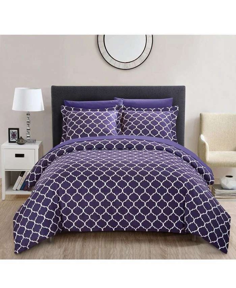 Duvet Covers & Sets * | Chic Home Brooklyn Duvet Cover Sets Plum