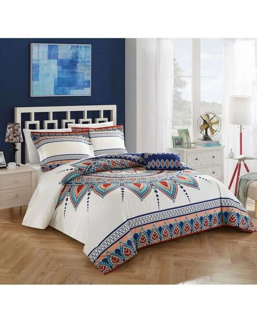 Duvet Covers & Sets * | Chic Home Weston 4 Pc Queen Duvet Cover Set Blue