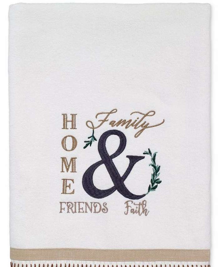 Bath Towels * | Avanti Modern Farmhouse Cotton Embroidered Bath Towel White