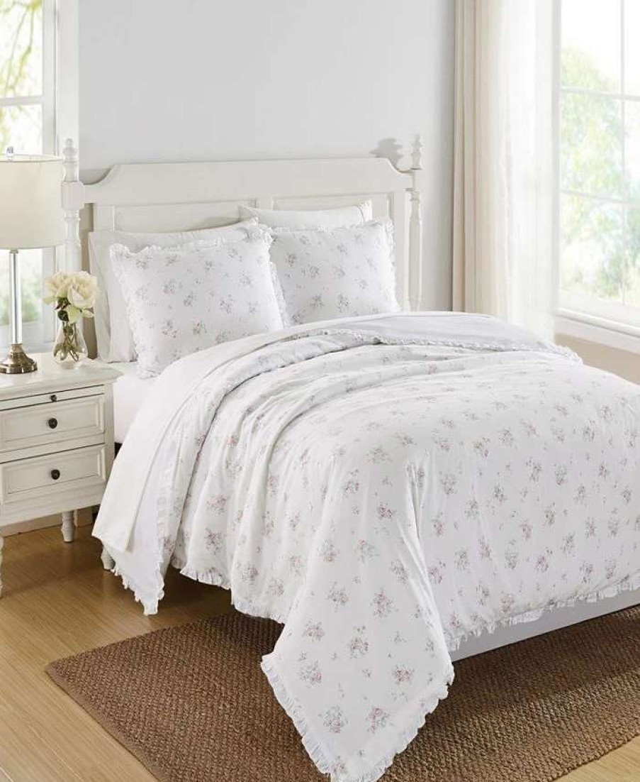 Duvet Covers & Sets * | The Farmhouse By Rachel Ashwell Signature Rosebury 3 Piece Duvet Cover Set, Full/Queen White, Pink