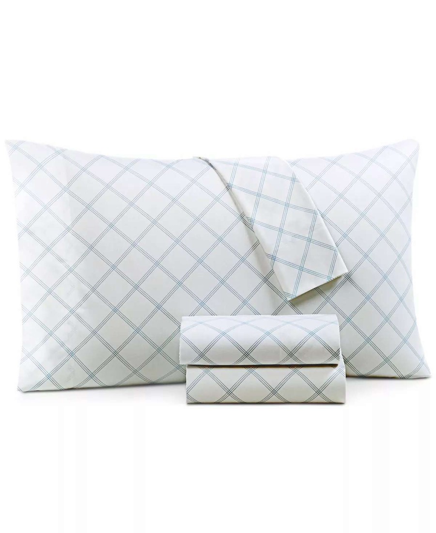 Sheets & Pillowcases * | Charter Club Printed Window Pane 550 Thread Count Cotton Sheet Sets, Created For Macy'S Blue