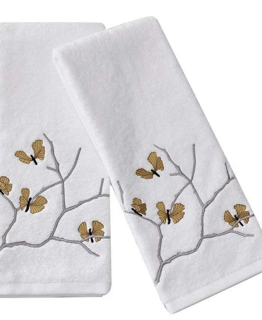 Bath Towels * | Michael Aram Butterfly Gingko Embroidered Towel Set, 2 Pieces Gold