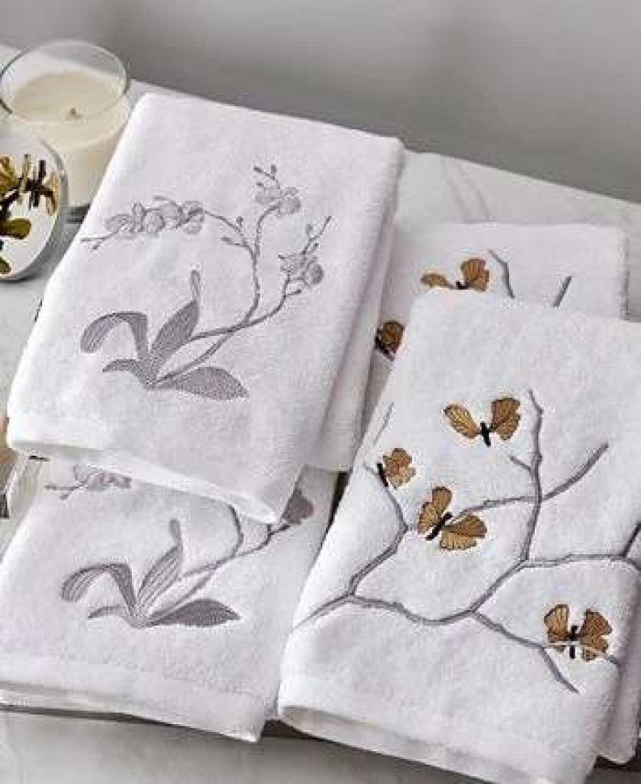 Bath Towels * | Michael Aram Butterfly Gingko Embroidered Towel Set, 2 Pieces Gold