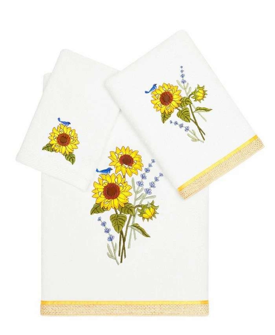 Bath Towels * | Linum Home Textiles Turkish Cotton Girasol Embellished Towel Set, 3 Piece