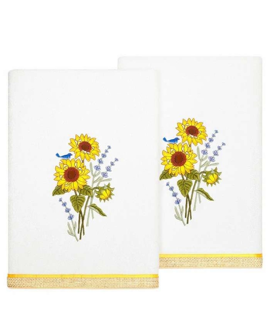 Bath Towels * | Linum Home Textiles Turkish Cotton Girasol Embellished Bath Towel Set, 2 Piece