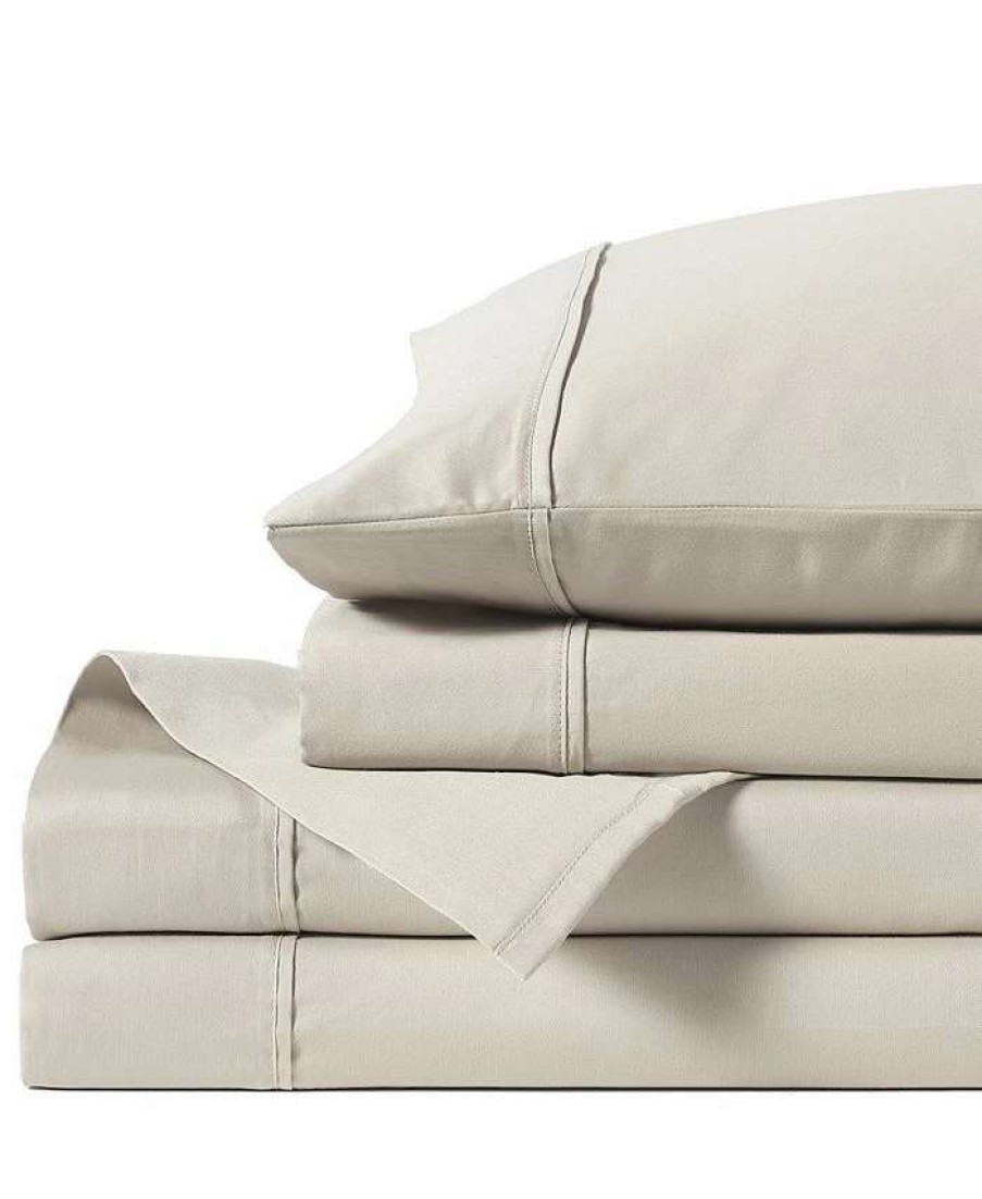 Sheets & Pillowcases * | Anne Klein Reverie Cotton Under 200-Thread Count 4 Piece California King Solid Sheet Set Sand