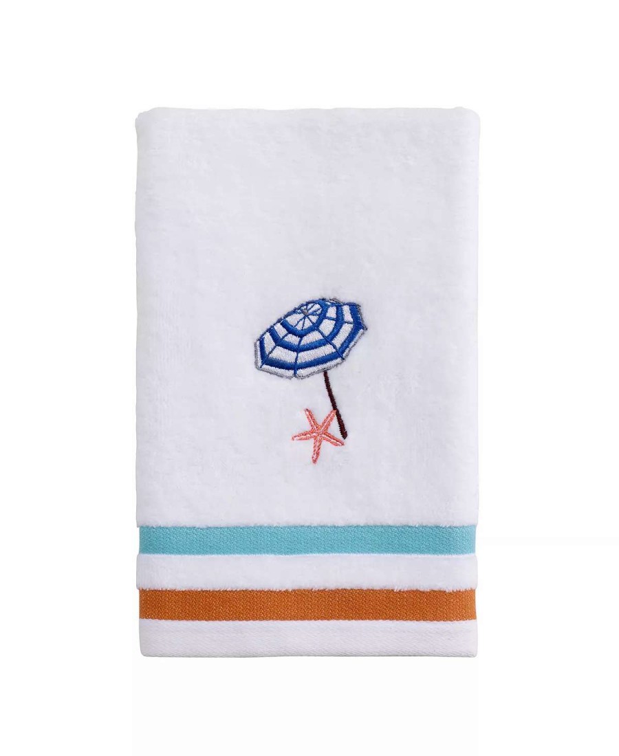 Bath Towels * | Avanti Surf Time Decorative Fingertip Towel White