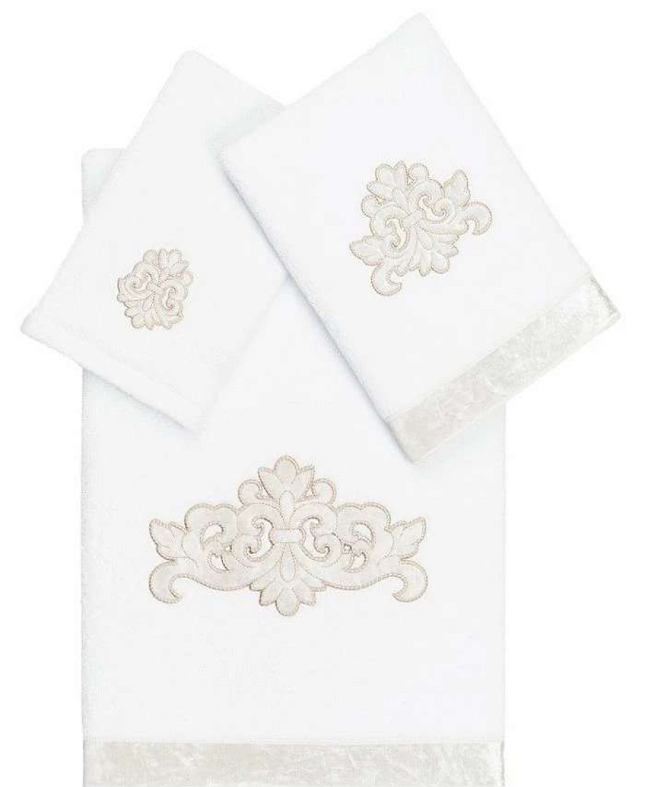 Bath Towels * | Linum Home Textiles Turkish Cotton May Embellished Towel Set, 3 Piece