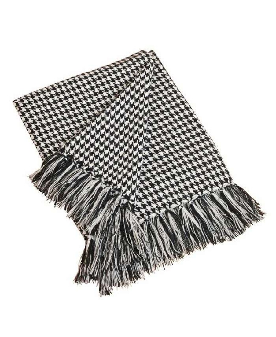 Blankets & Throws * | Saro Lifestyle Houndstooth Design Throw Black