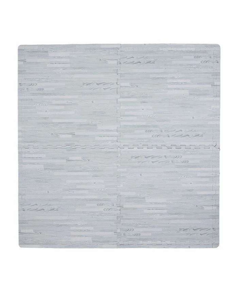 Designer Bedding * | Tadpoles Xl 4 Pieces Foam Play Mat Set, Wood Textures Grey