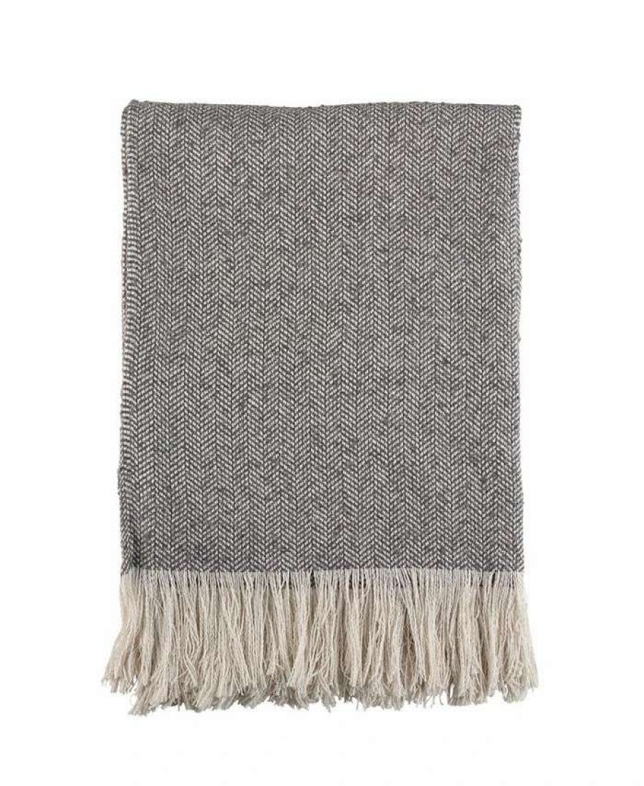 Blankets & Throws * | Saro Lifestyle Herringbone Throw Dark Gray