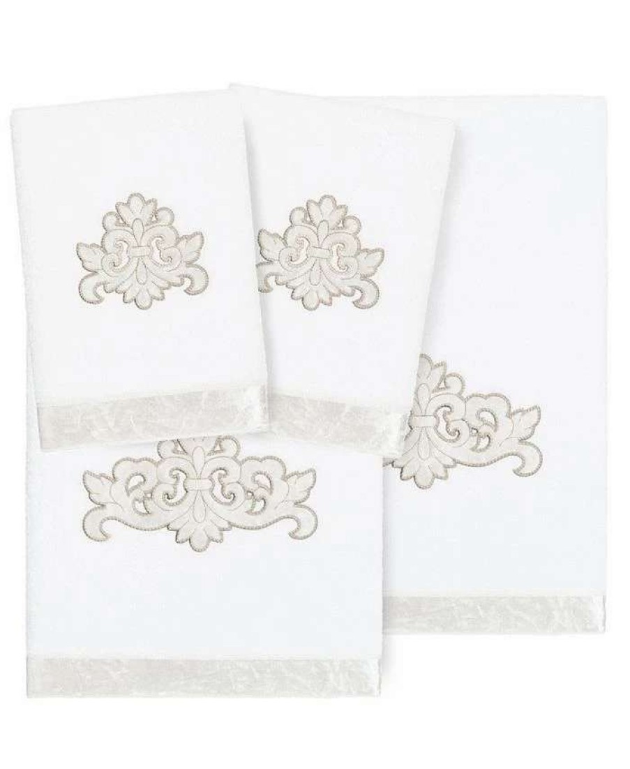 Bath Towels * | Linum Home Textiles Turkish Cotton May Embellished Towel Set, 4 Piece