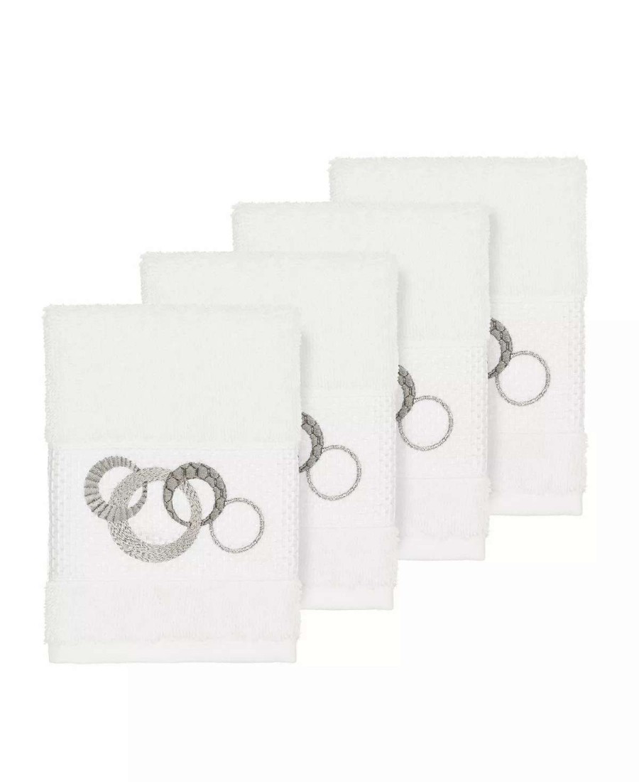 Bath Towels * | Linum Home Turkish Cotton Annabelle 4-Pc. Embellished Washcloth Set