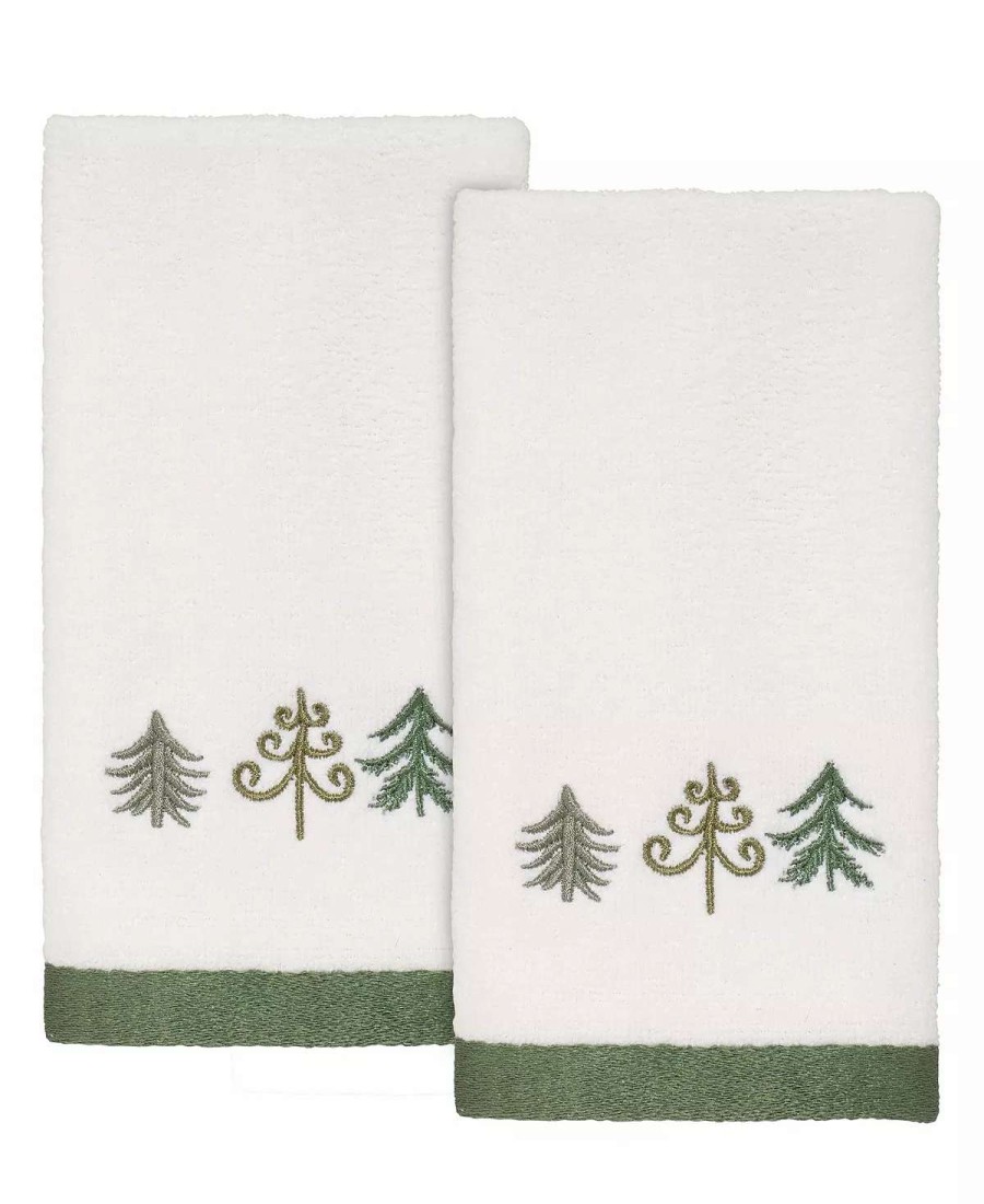 Bath Towels * | Avanti Christmas Trees Fingertip Towels, 2 Piece White