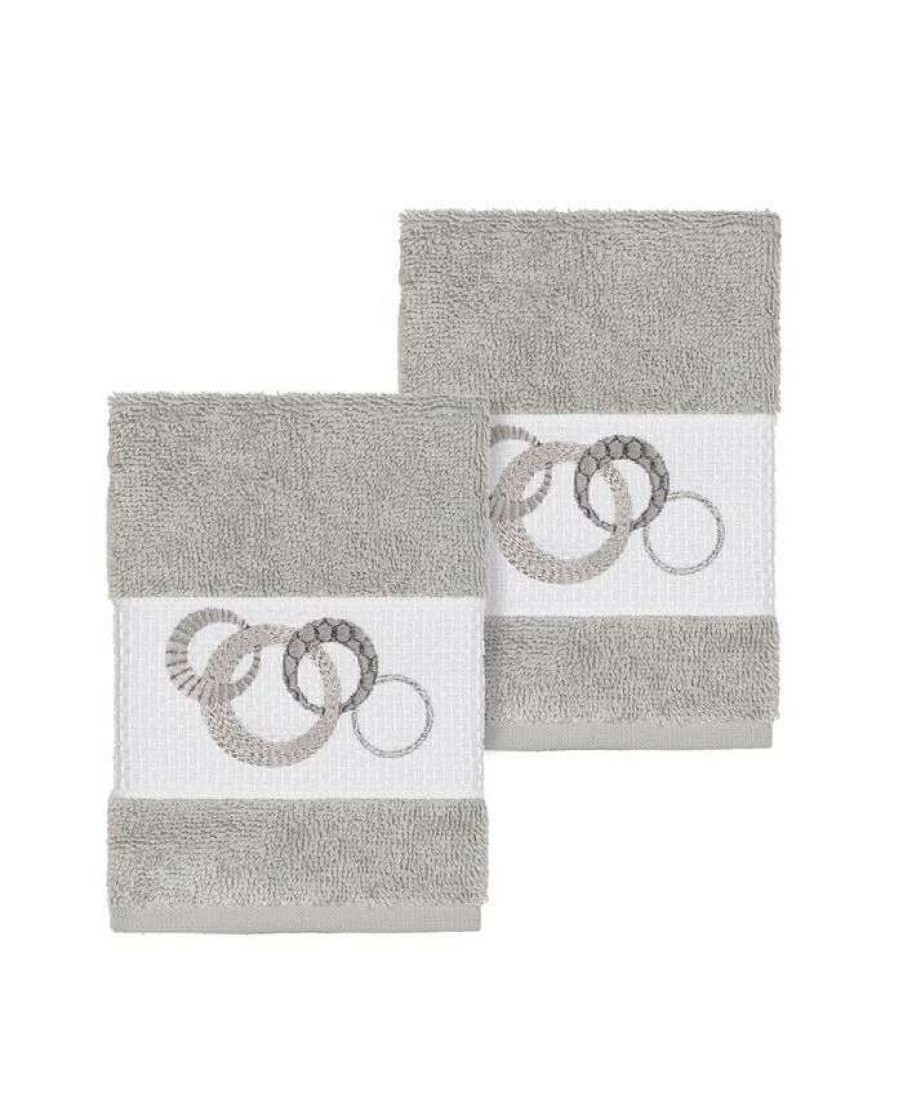 Bath Towels * | Linum Home Annabelle 2-Pc. Embellished Washcloth Set