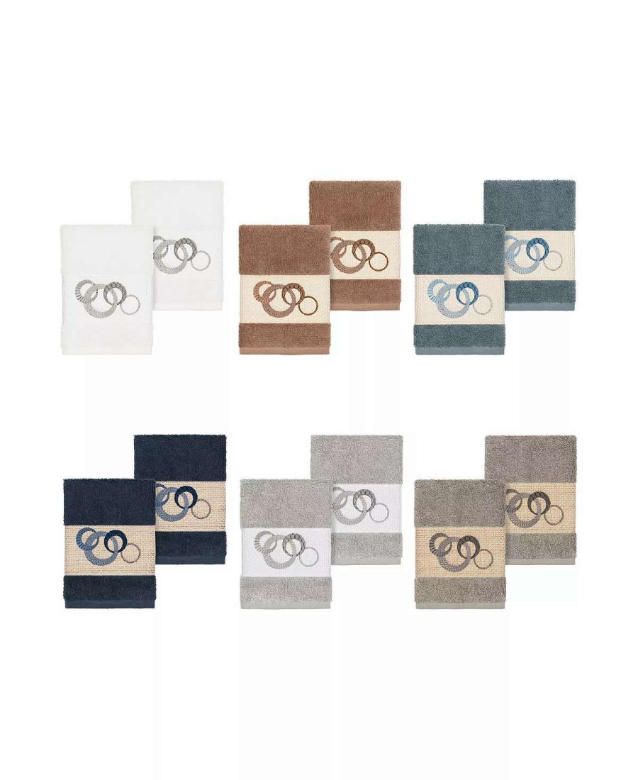 Bath Towels * | Linum Home Annabelle 2-Pc. Embellished Washcloth Set